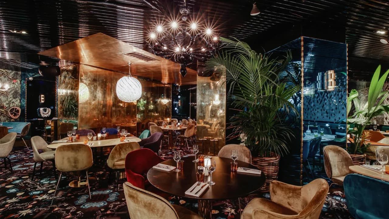 Salle d'un restaurant dressée avant le service